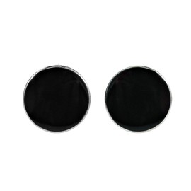 AeraVida Simply Stylish Black Discs of Black Onyx Inlays in .925 Sterling Silver Base Circle Shaped Post Stud Earrings for Casual Unisex Fashion Accesores