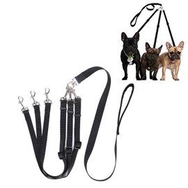 Triple Dog Lead Leash Dog Lead for 3 Dogs Dog Training Walking Leash Dog Coupler Lead Three Dogs Adjustable Detachable Nylon Traction Rope Pet Leash for One/Two/Three Dog Cats Pet Walking Black