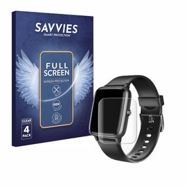 Savvies Pack of 4 Full Screen Protectors for Hama Fit Watch 5910 Full Cover Screen Protector [3D Curved, Transparent, Anti-Fingerprint]