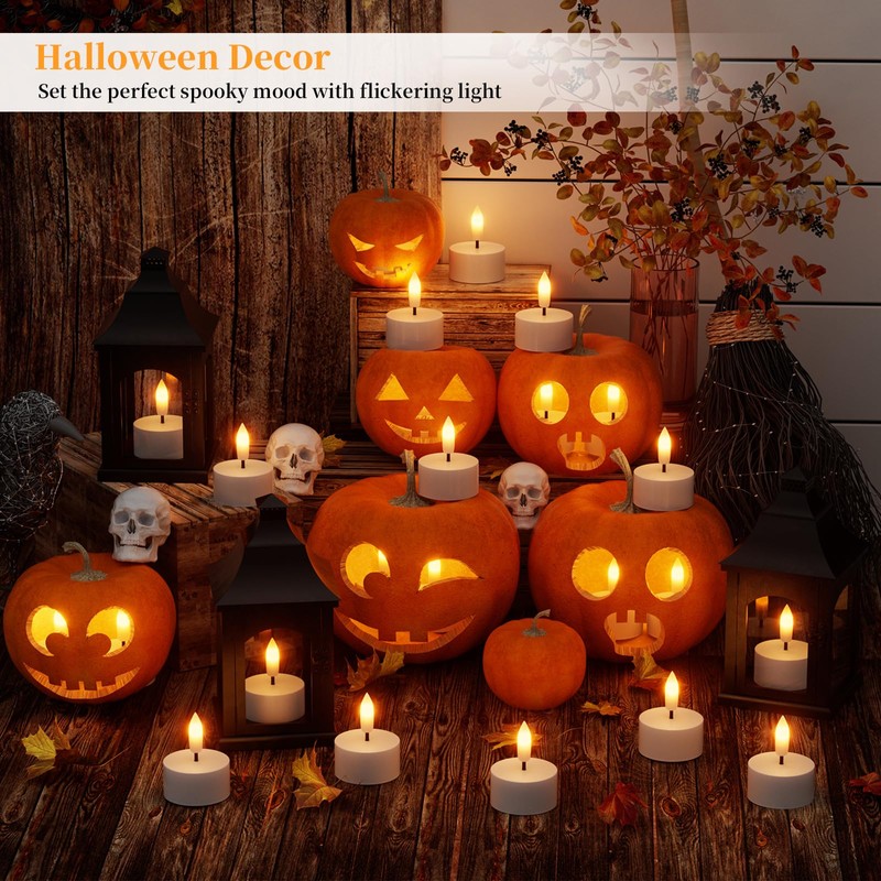 Rechargeable Flameless Tea Lights Candles with Charging Station 12Pcs Battery