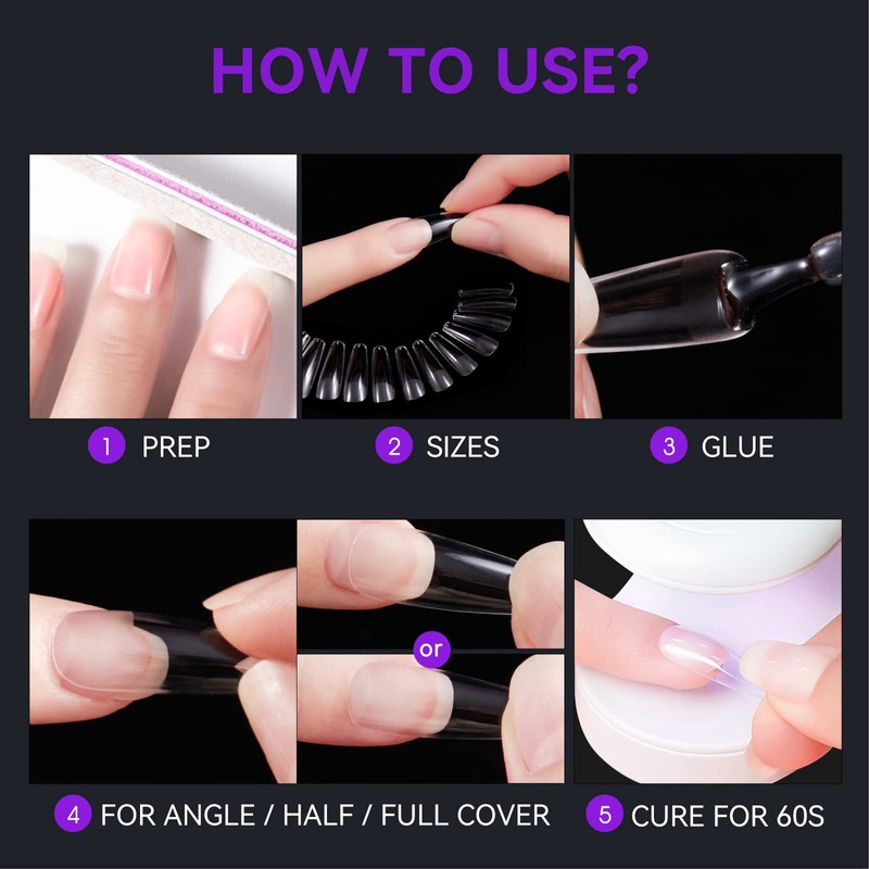 Gelike EC Medium Almond Nail Tips – Full Cover Soft