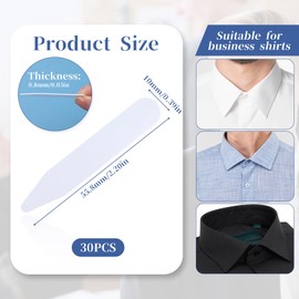 Abeillo 30PCS 2.2" Collar Stays for Men's Dress Shirts, Plastic Collar Stays Dress Shirt Collar Inserts, Waterproof Invisible Shirt Collar Inserts, Dress Shirt Collar Stays for Men (White)