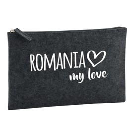 Huuraa Romania My Love Toiletry Bag 1 Litre Charcoal Felt Romania Gift Idea