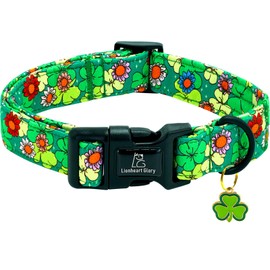 Lionheart glory Lionheart glory St. Patrick's Day Dog Collar-Lucky Clover Shamrock Collars Green Dog Collar for Medium Dogs Spring Trefoil Dog Collar Adjustable Heavy-Duty Soft Collar Pet Gift