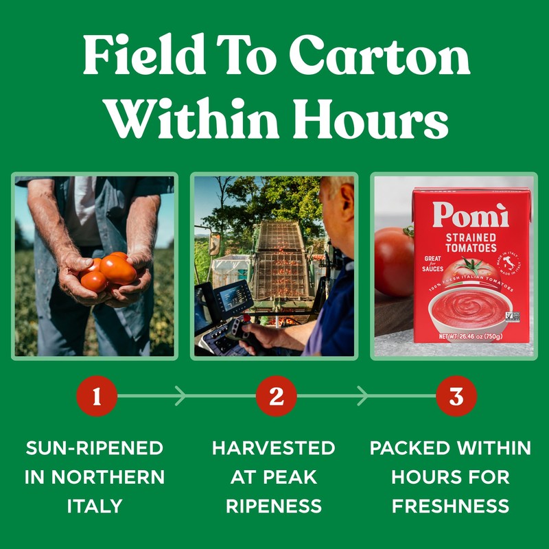 Pomì Strained Tomatoes 26.46oz (Pack of 12) - Creamy, Velvety