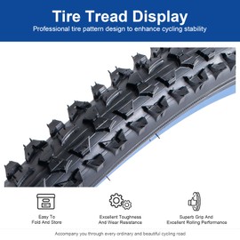 FengCan 26 x 2.10 Tyres, 26 x 2.10 Bicycle Tyres, 54-559 Bicycle Coat, Foldable, Suitable for 26 x 2.0, 26 x 2.10, 26 x 2.125 City/Gravel/MTB/Road Bike Tyres (One)