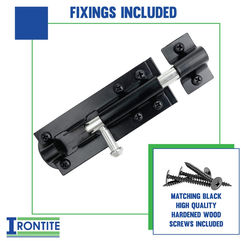 IRONTITE IRONTITE® 2 Pack Tower Bolt Black, Gate Bolts for