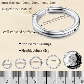 Finrezio 8 Pieces Clip On Earrings For Men Women Non-Piercing Fake Earrings Stainless Steel Clip On Hoop Earring Cool Earrings Ear Clips Set for Gifts