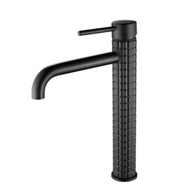 Tall Vessel Sink Faucet Bathroom Faucet Black Single Handle Single Hole Faucet Brass Faucet Bathroom Sink Faucet with Water Supply Hoses