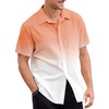 Mens Gradient Linen Shirts Casual Button Down Short Sleeve Beach
