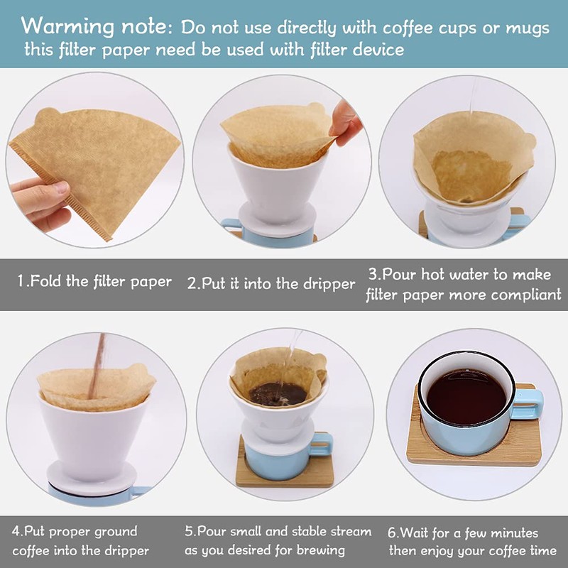 YQL Coffee Filter V01, 200PCS Disposable Unbleached Filter Papers Size