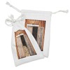 Ambesonne Rustic Fabric Pouch Set of 2, Weathered Barn Firewood