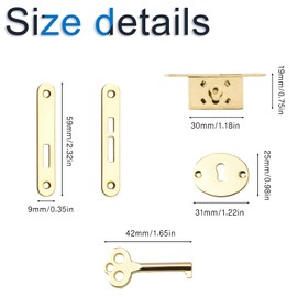 INCREWAY Antique Cabinet Locks, 2 Sets Exquisite Decorative Jewelry Box Lock with Keys Zinc Alloy Durable Small Locks for Furniture Cupboard, Gold