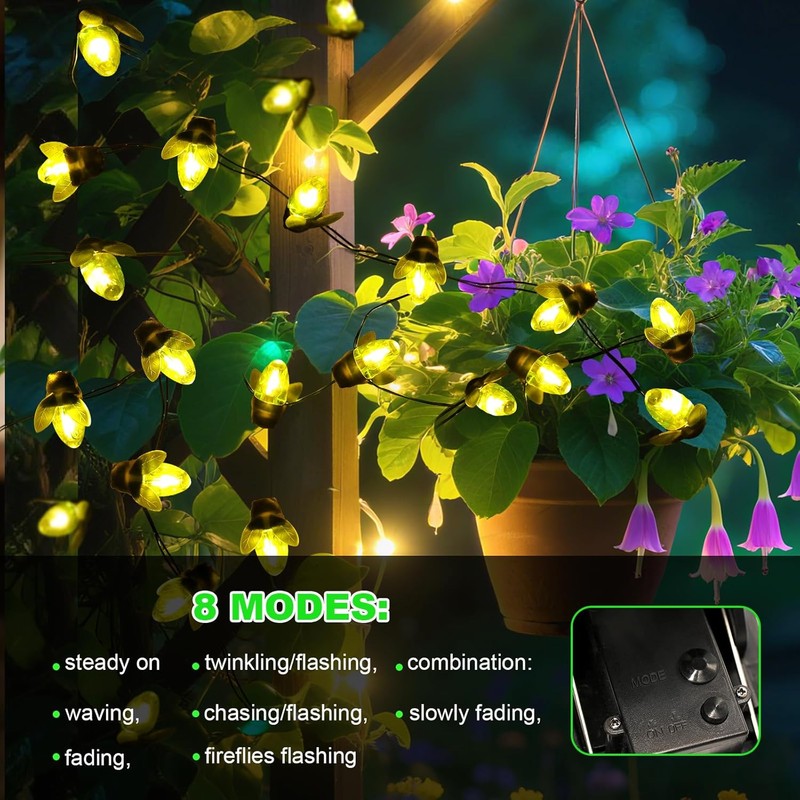 ANGMLN 2 Pack Solar Firefly Lights, 30 LED Solar Fireflies