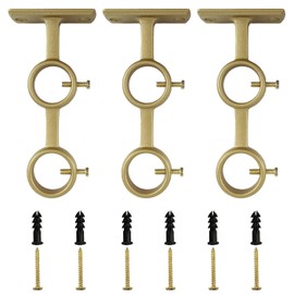 Soporte para barra de cortina, 3 soportes para barra de cortina doble, soporte para barra de cortina doble para sala de estar, recámara para barra de 1 pulgada, dorado