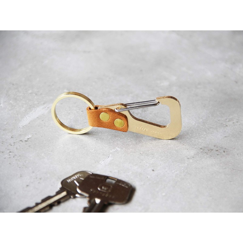 clife GRASP CF-101 Cliff Keyholder Key Ring Genuine Leather, Camel