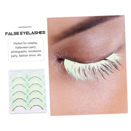 IWOWHERO 5pairs Fluorescent Strip Lashes for Women Individual Lash Extensions Natural Look False Eyelashes Easy to Use Reusable for Girls