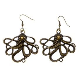 Miniblings Octopus Octopus Earrings Sea Octopus Fish Ocean Bronze Handmade Fashion Jewellery I Earrings Earrings, Metal