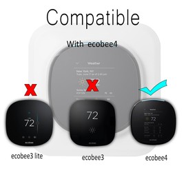 HOLACA Wall Plate Bracket for Ecobee 4 Smart Wi-Fi Thermostat (White)