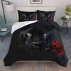 AILONEN Panther Comforter Set Queen Size, 3D Black Leopard with