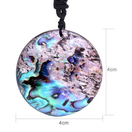 mookaitedecor Natural Abalone Shell Crystal Pendant with Nylon Rope, Polished Stone, Adjustable Necklace, Lucky Charm, Amulet Jewellery for Women and Men, Stone Nylon stone Nylon abalone shell