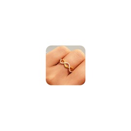 KIFUTENG Wave Ring Rings for Women, 925 Sterling Silver Infinity Knot Mother Daughter Rings Friendship Rings 14K Gold Plated Cubic Zirconia Self Reminder Ring Jewelry Birthday Christmas Gifts for Mom (Gold, 9)