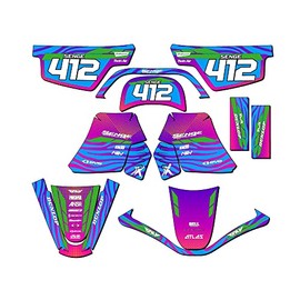 1990-2025 PW 50 Tigre Pink Senge Graphics Complete Kit with Rider I.D. Compatible with Yamaha