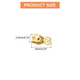 sourcing map 50 Pcs 3.2mm Crimp End Caps, Clamshell Cord End Cap Connector Clasp Bead Tips Knot Covers Calotte End Crimp for DIY Jewelry Making, 18K Gold