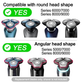 SH90 Shaving Heads for Series 9000, 8000, 7000 Electric Shaver Blades, Dual‑Ring Mesh Technology for Efficient Shave, Fits S9xxx/S8xxx/S7xxx, 3 Pack