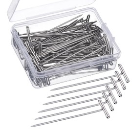 100 Pieces Stainless Steel T-Pins with Clear Box, 53mm/2 inch