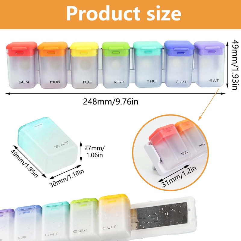 FORMVERSITY 7-Day Magnetic Pill Box, 7-Day Tablet Box, Mini Tablet