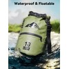 HEETA Waterproof Dry Bag Backpack with Zippered Pocket (Green, 10L)