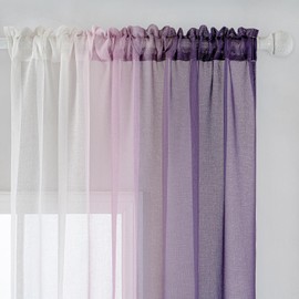 MIULEE Curtain Curtains Purple Transparent Living Room Modern Curtain Two-Tone Sliding Curtains Bedroom Set of 2 140 x 245 cm
