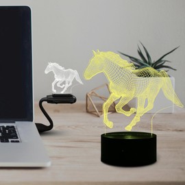 Fincoly Horse 3D Night Light for Kids RGB 16 Colors Dimmable Desk Lamp with Remote Control Smart Touch Animal Creative Decoration Lamp Animal Horse Lamp for Birthday Christmas for Kids Boy Girl