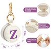 Mini Initial Travel Jewelry Case Ring Holder, Beige Faux Leather