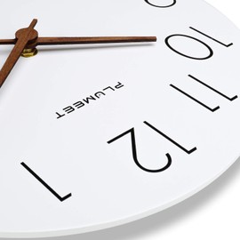12'' Wooden Wall Clock - Plumeet Frameless Clocks with Silent Quartz Movement - Modern Style Village Wall Clocks Decorative Home Kitchen - Battery Operated (White)