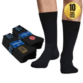 SOXCO Men's Socks 9-12 Multipack Work Crew Black Business Socks 10 Pairs, 9-11