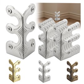 Skiffers Baseboard Corner Protectors, 12PCS Vintage Metal Corner Solid Brass Board Corner for Decorative Cover, Suitable for Living Room Bedroom and Kitchen Decorative Accessories (Silver)