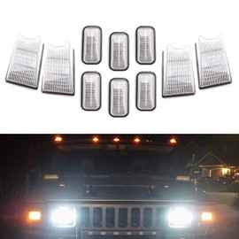 iJDMTOY 10pc Clear Lens Amber/Red Full LED Cab Roof Marker Light Kit Compatible With 2003-2009 Hummer H2 SUT, Replace OEM Red/Amber Lens Lamps/Bulbs