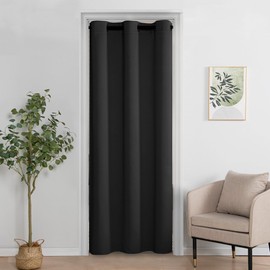 XWZO Narrow Door Curtain for Open Closet, 80 Inches Long Room Darkening and Thermal Insulated Privacy Room Divider Doorway Curtain Grommet Top, 1 Panel, W34 X L80, Black