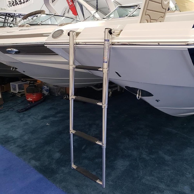 4 Step Telescoping Boat Ladder Folding Pontoon Dock Ladder, Stainless