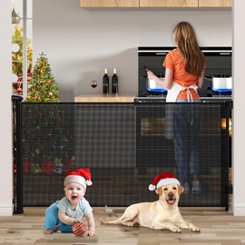 138 Inch Retractable Baby Gates Extra Wide, Uamector Mesh Baby Gate or Dog Gate,Toddler Pet Retractable Gate Adjustable Length for Large Openings Stairs Doorways Hallway Indoor Outdoor