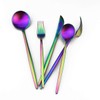 Matte Rainbow Silverware Set,Gugrida 5-Piece 18/10 Stainless Steel Satin Finish