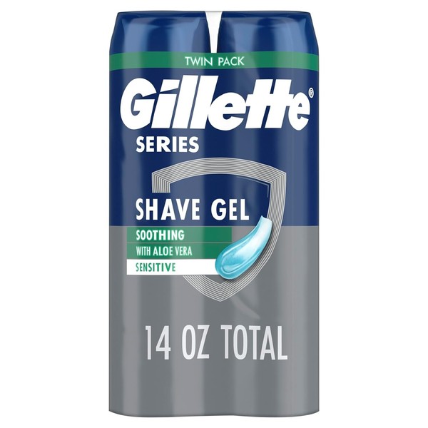 Gillette Series 3X Action Shave Gel, Sensitive Twin Pack, 7