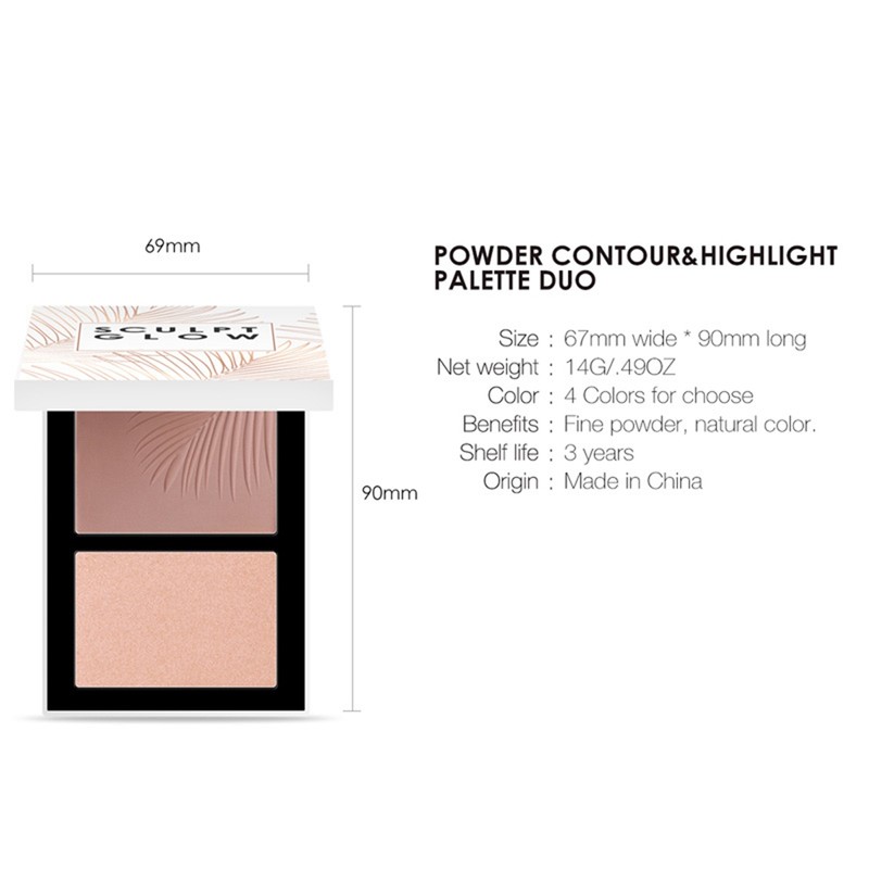 2-Color Highlighter Powder Face Contour Bronzers Blusher Brightening Makeup#1