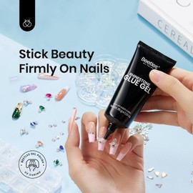 Beetles Gel Polish Nail Rhinestone Glue for Nails,Beetles Gel Polish Nail Art Rhinestones Glue Set Crystal Glass AB Rhinestone Gems