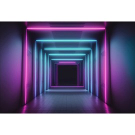 Neon Glow Fabric Corridor Party Backdrop - 8x6ft, Perfect for Birthday Parties, Music Videos & Dance Photos
