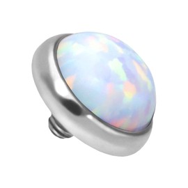 PIERCINGLINE Titanium Dermal Anchor Attachment | Disc + White Synthetic Opal | Choice of Sizes, Titanium Created Opal