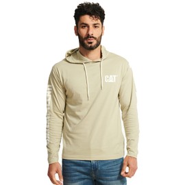 Caterpillar Men's Hooded Banner Long Shirts with UPF 50 Protection, Moisture Control and CAT Logo on Sleeve, Peyote, Large