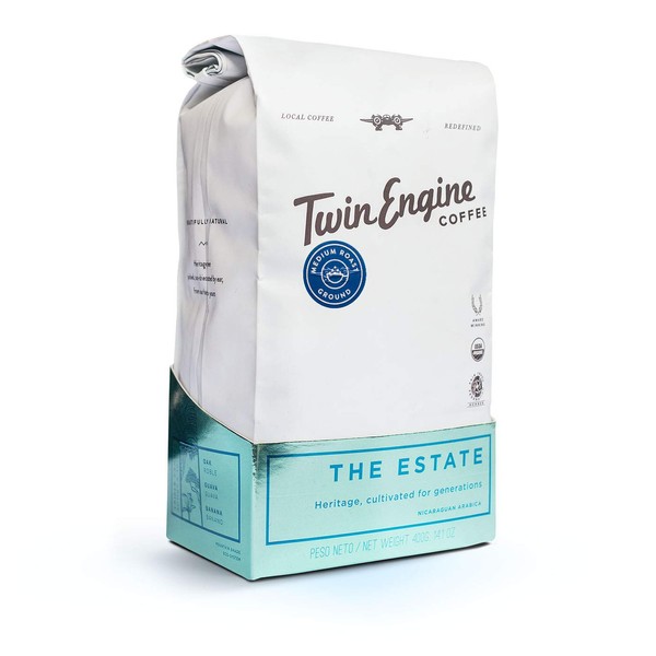 Twin Engine Coffee ESTATE BLEND - Medium Roast, Ground Coffee, Nicaragua's Coffee, 400g 14.1oz | Rich Specialty Grade Coffee packaged at the source